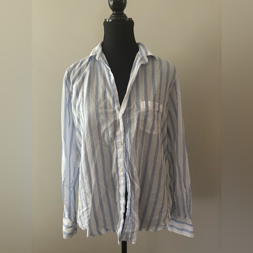 Frank & Eileen blue white stripe button down Eileen style cotton size XS